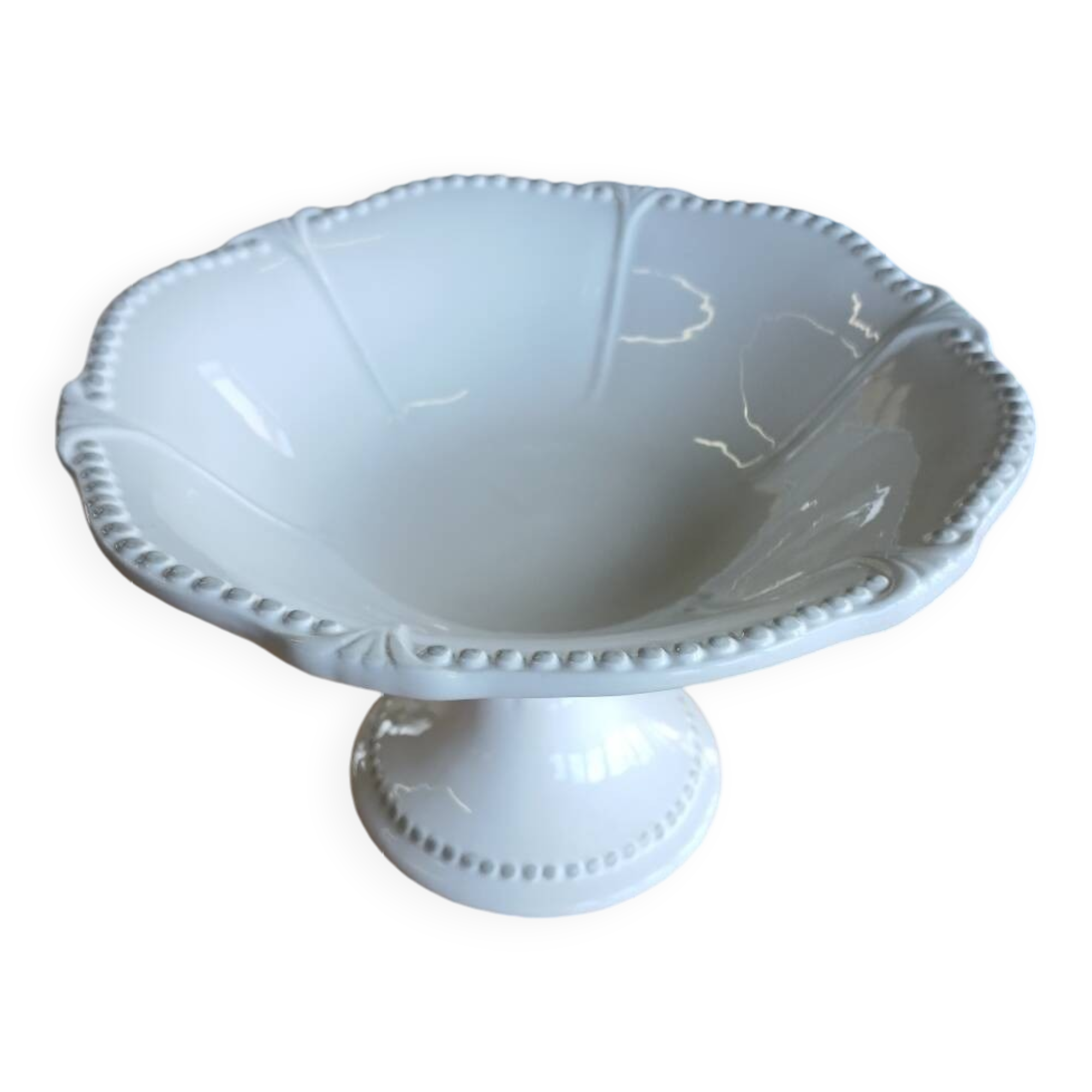 White earthenware compote dish