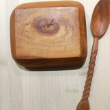 Wooden egg cup with spoon