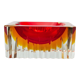 Red and yellow cubic Sommerso ashtray by Seguso, Murano, Italy, 1970