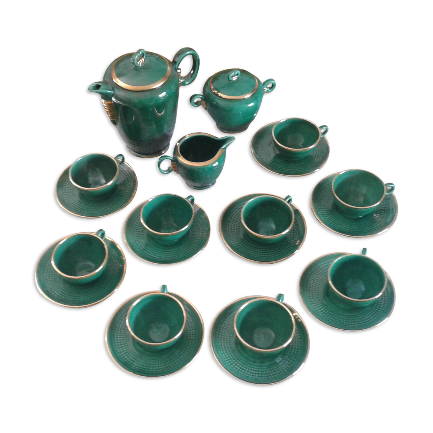 Coffee service, Saint Clement ceramics, Blanche Letalle, circa 50