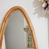 Miroir ovale en rotin 1960