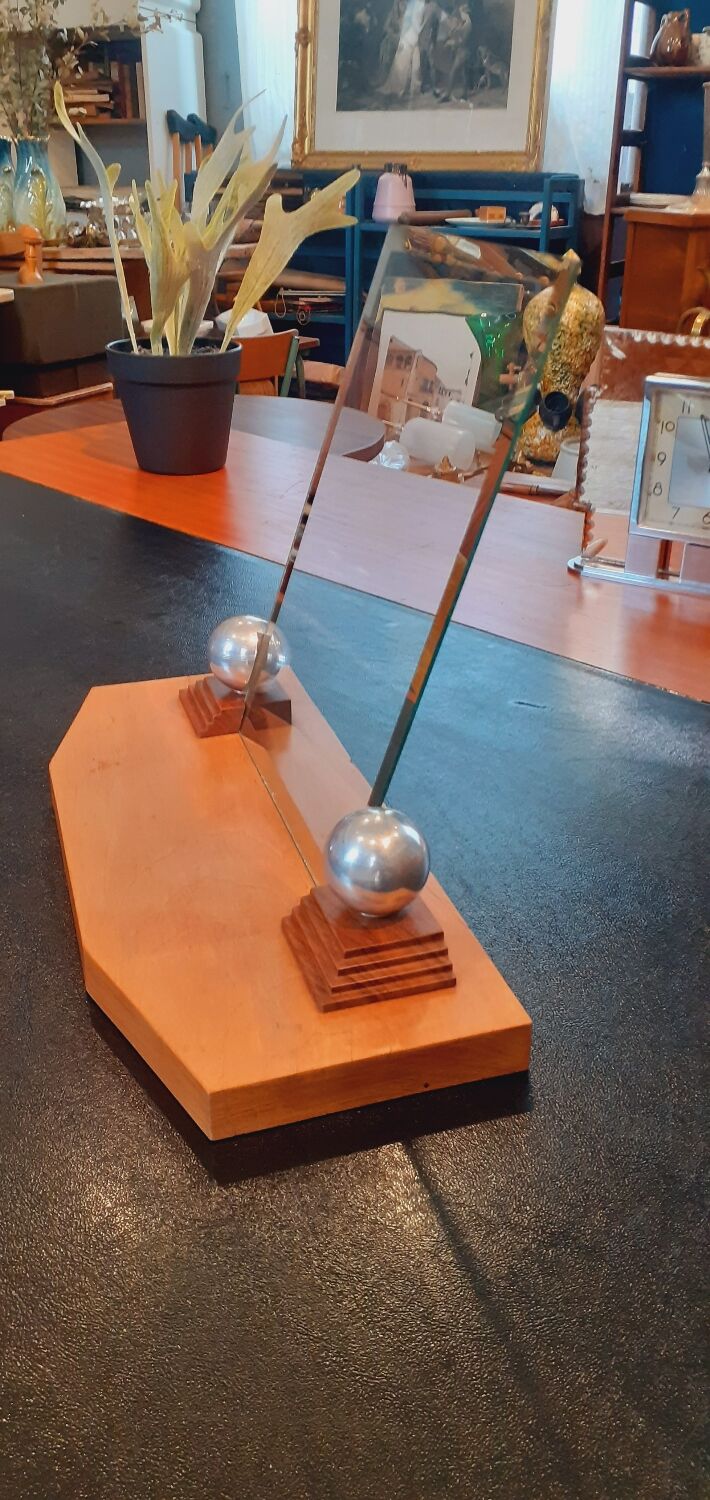 Art deco photo door year 40 in walnut and solid ash