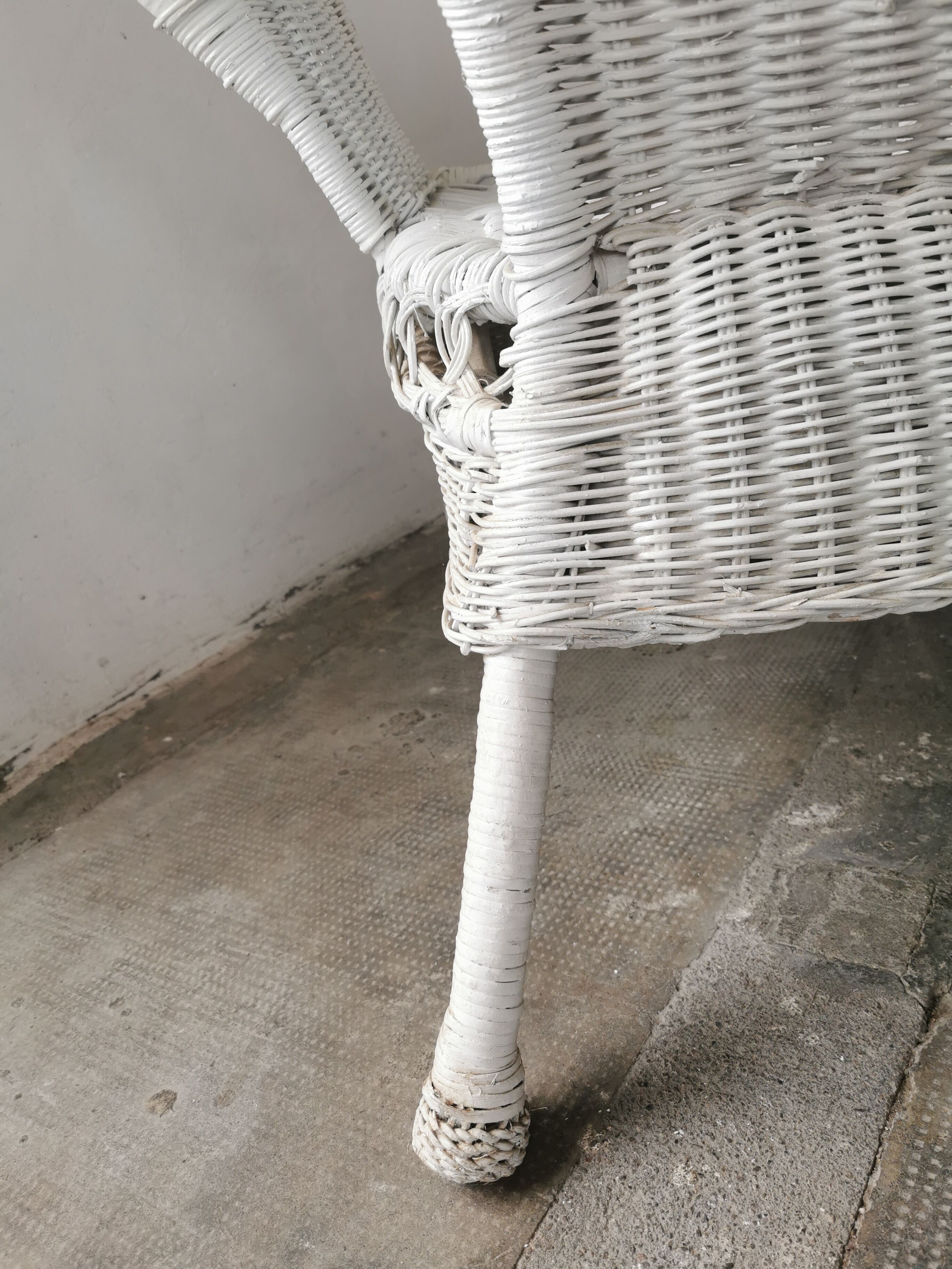 Banquette en rotin blanc