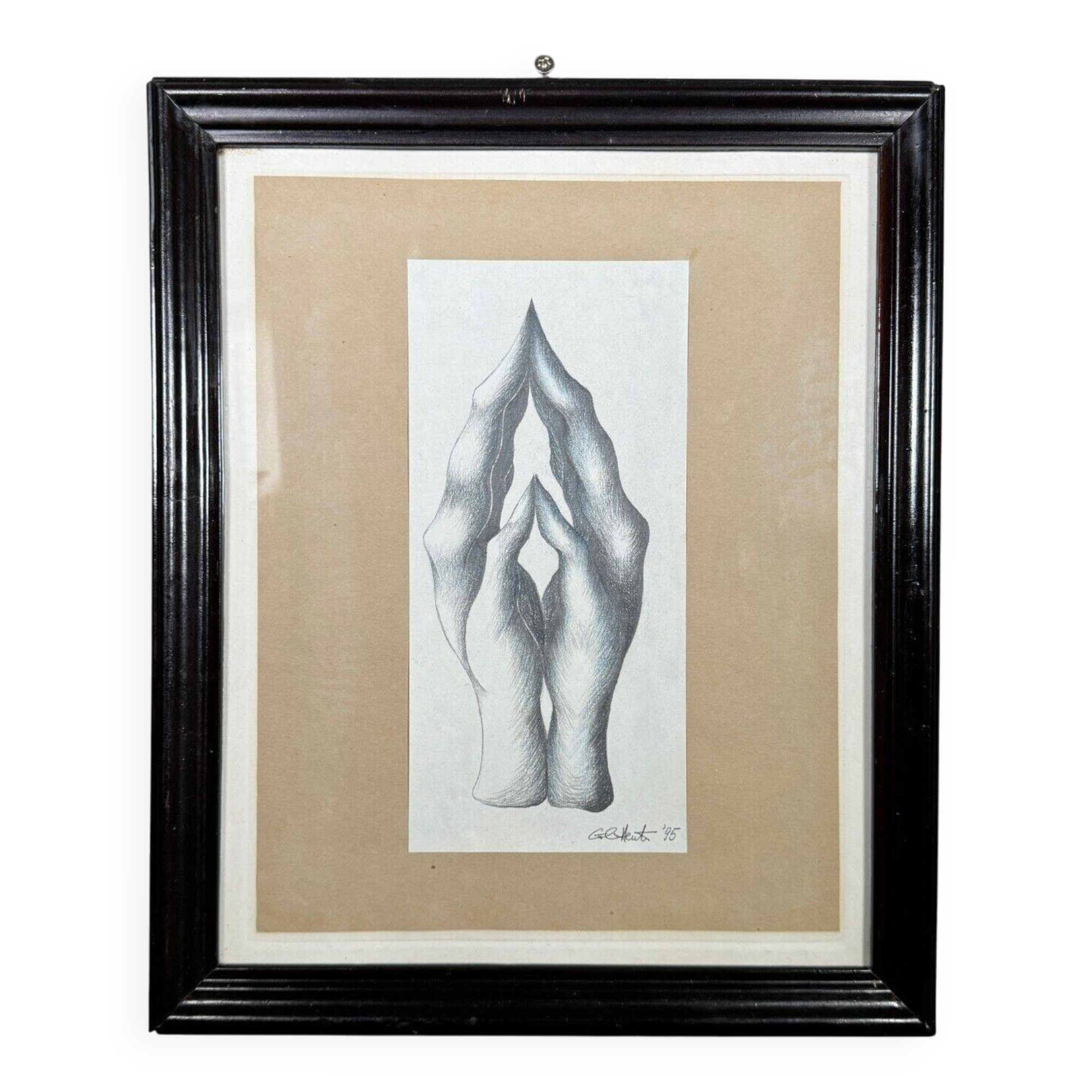 Drawing of hands by Calin Hentea 20th century