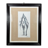 Drawing of hands by Calin Hentea 20th century