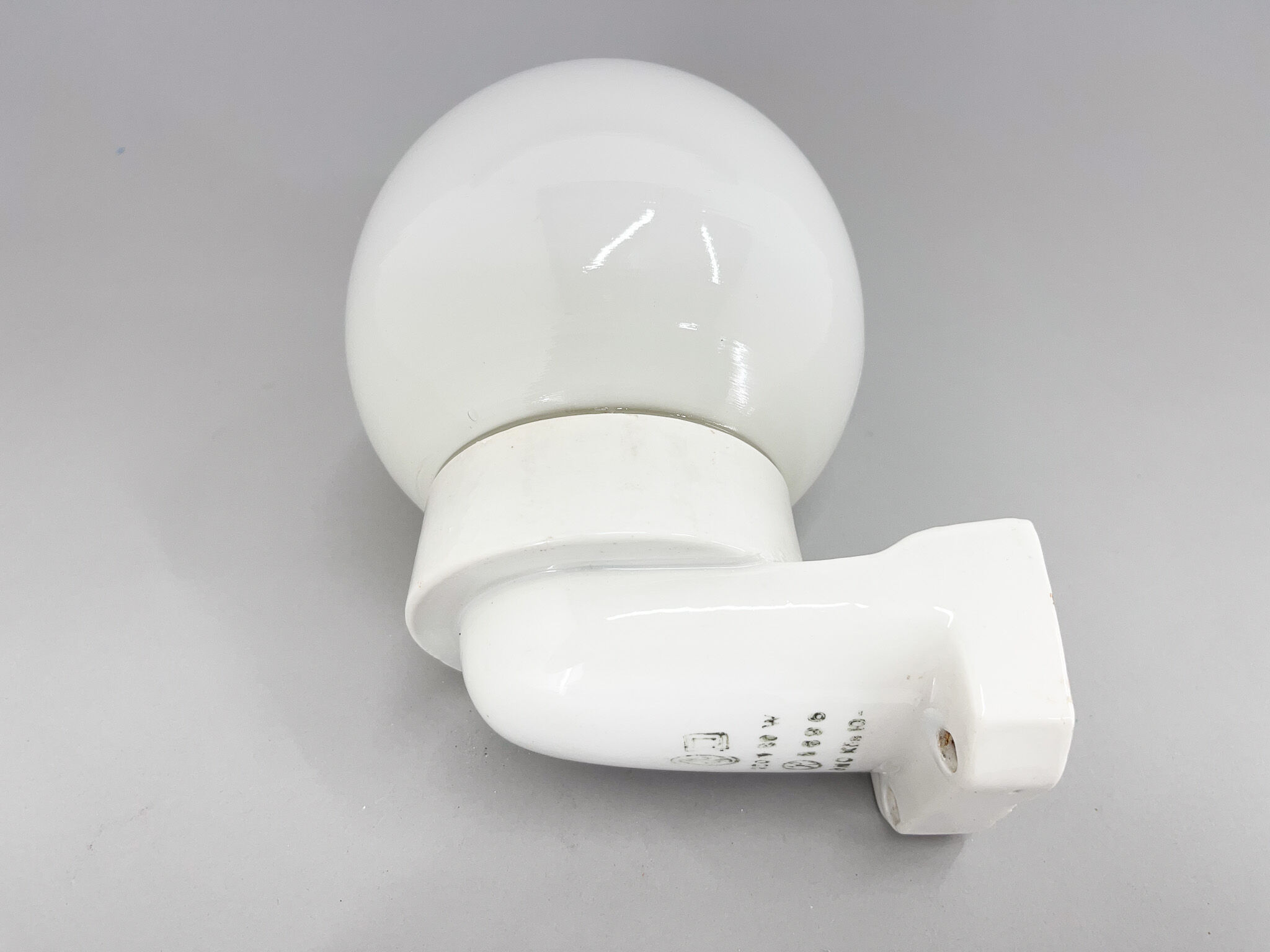 1950's Ceramic & Opaline Glass Wall Lamp, Czechoslovakia