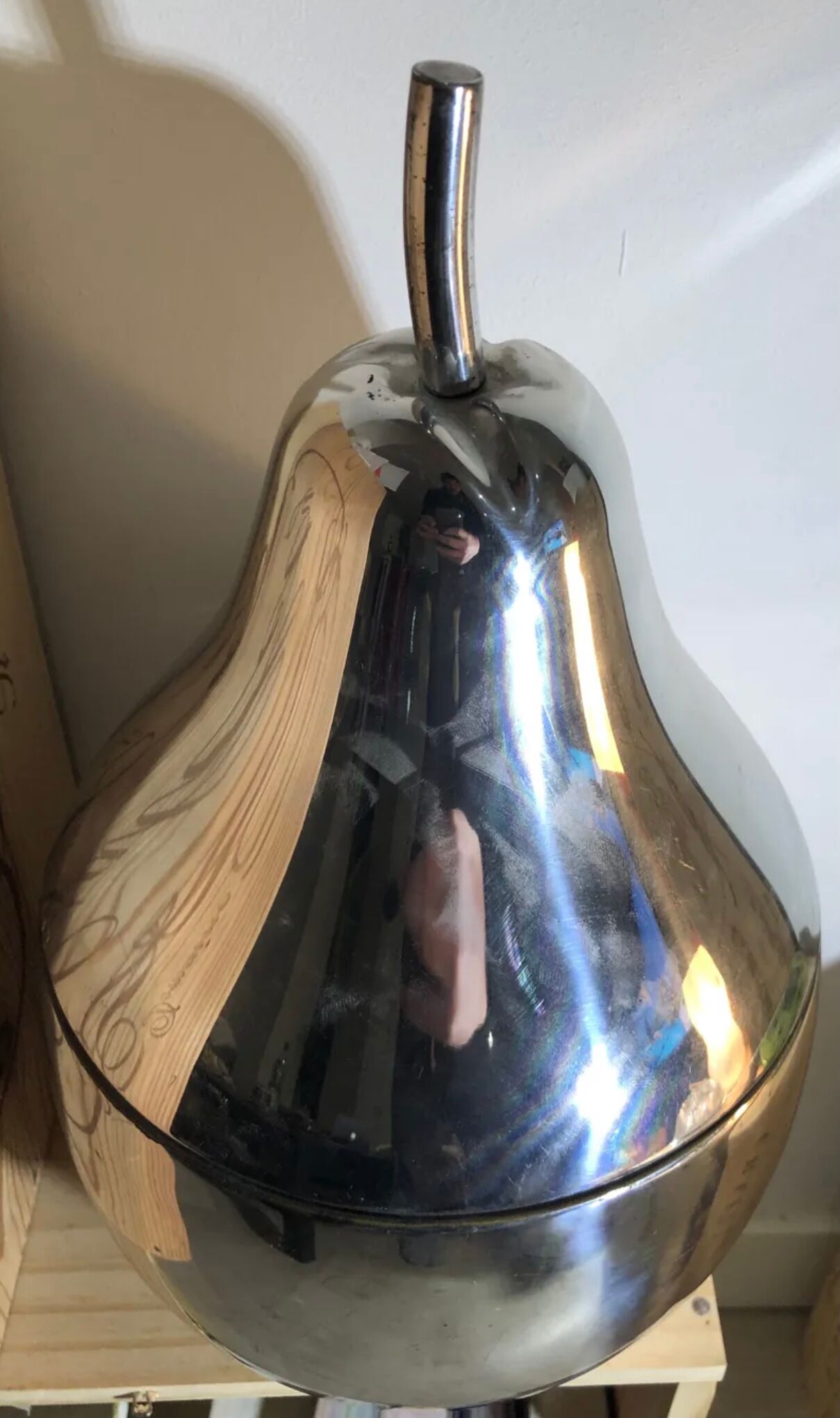 70s silver metal pear-shaped ice bucket