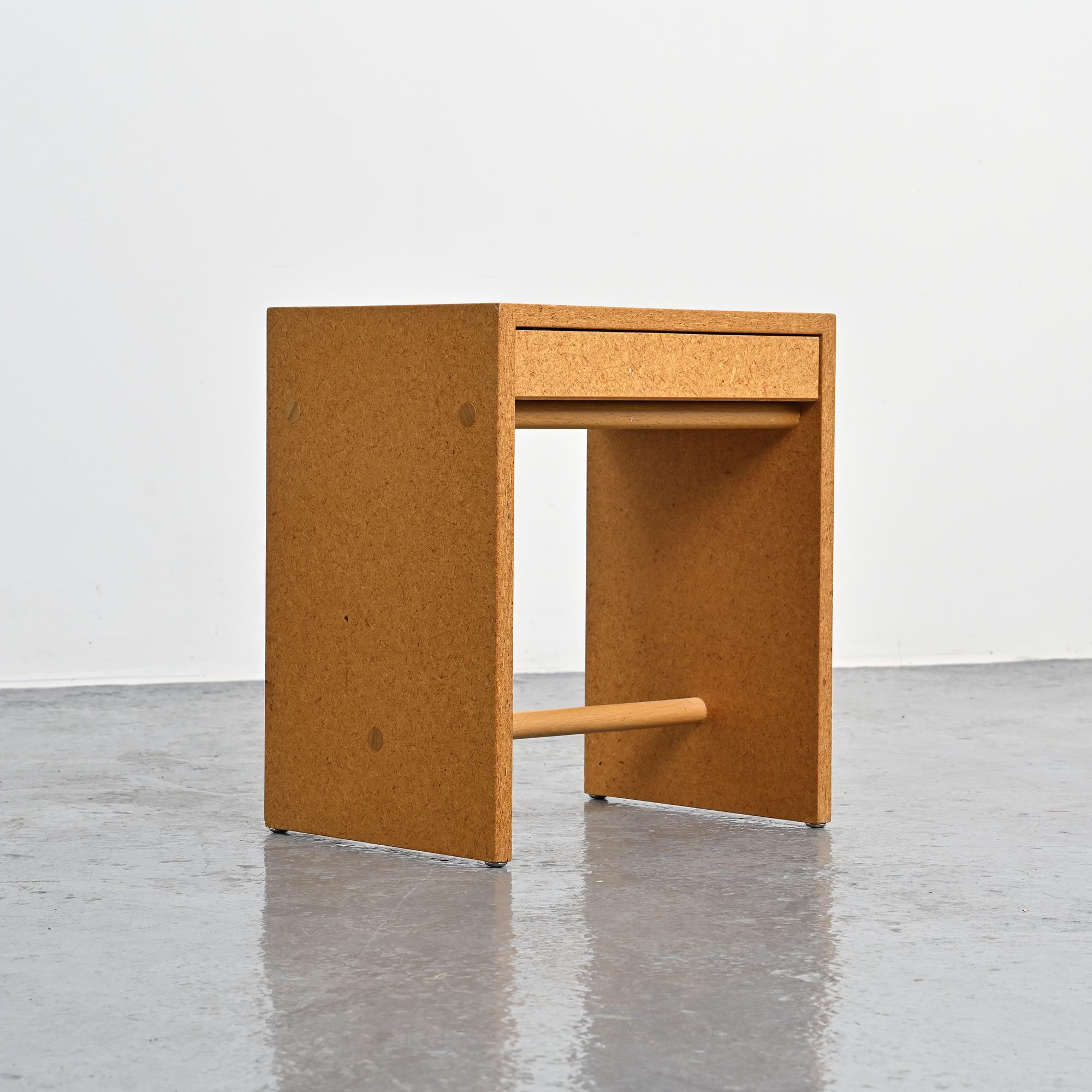 Rare stool in particle board by Max Bill, Ulm, circa 1962.