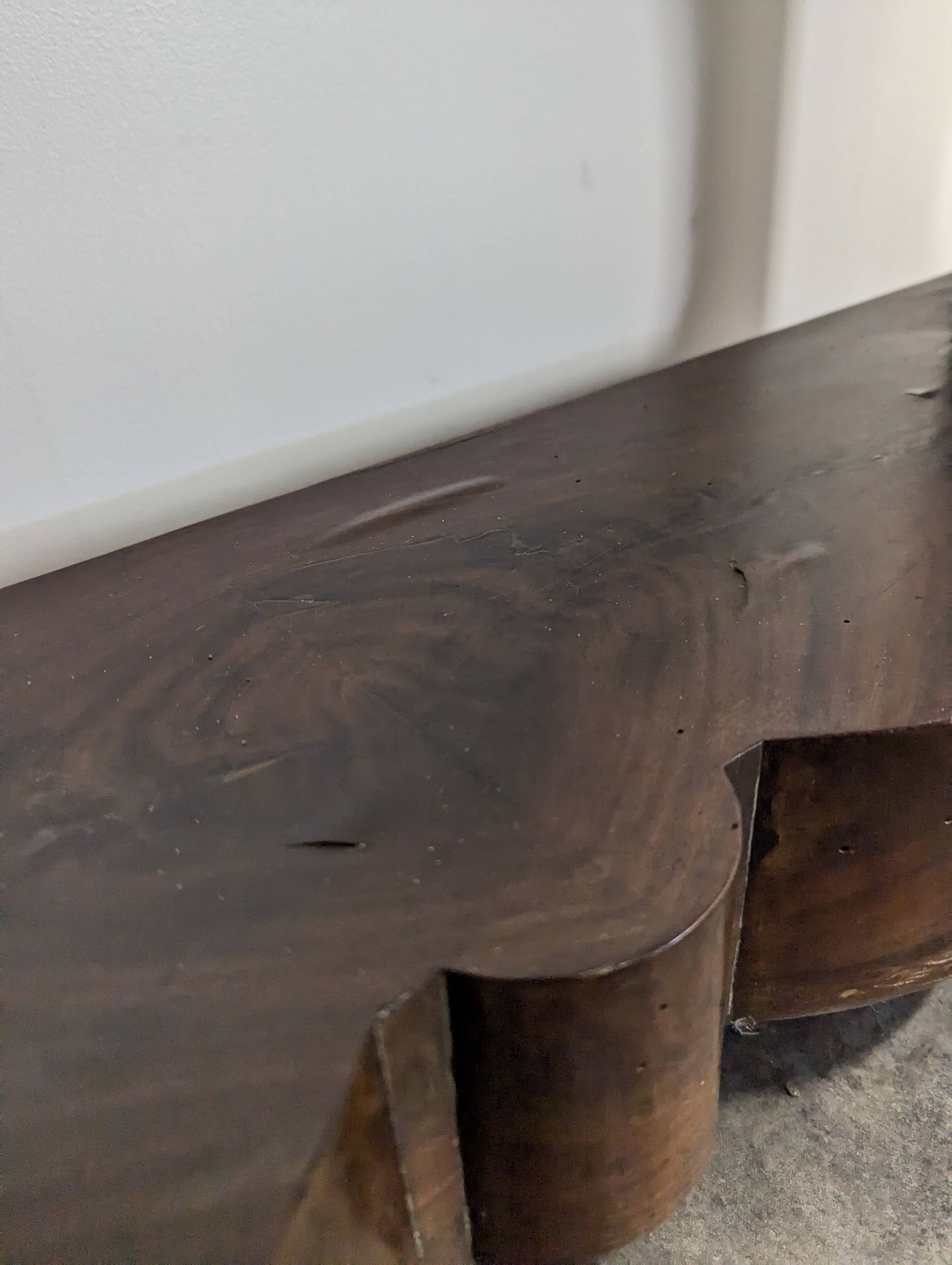 Restoration period console in flamed mahogany