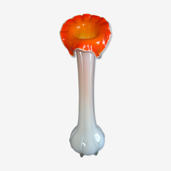 Orange-white double layer glass vase