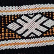 Petit Kilim Berbère Noir & Safran – Tissage plat Hanbel – 65x140 cm