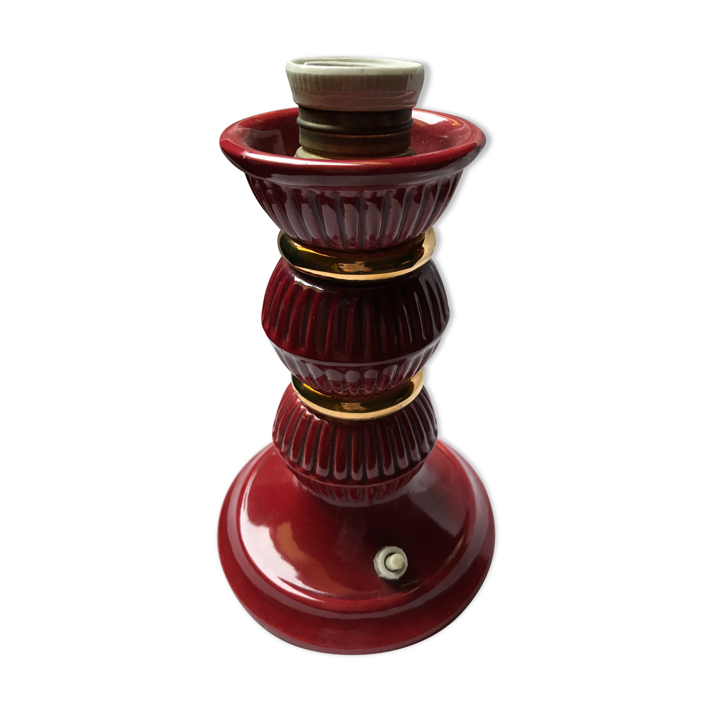 Old red ceramic lamp foot, 50s