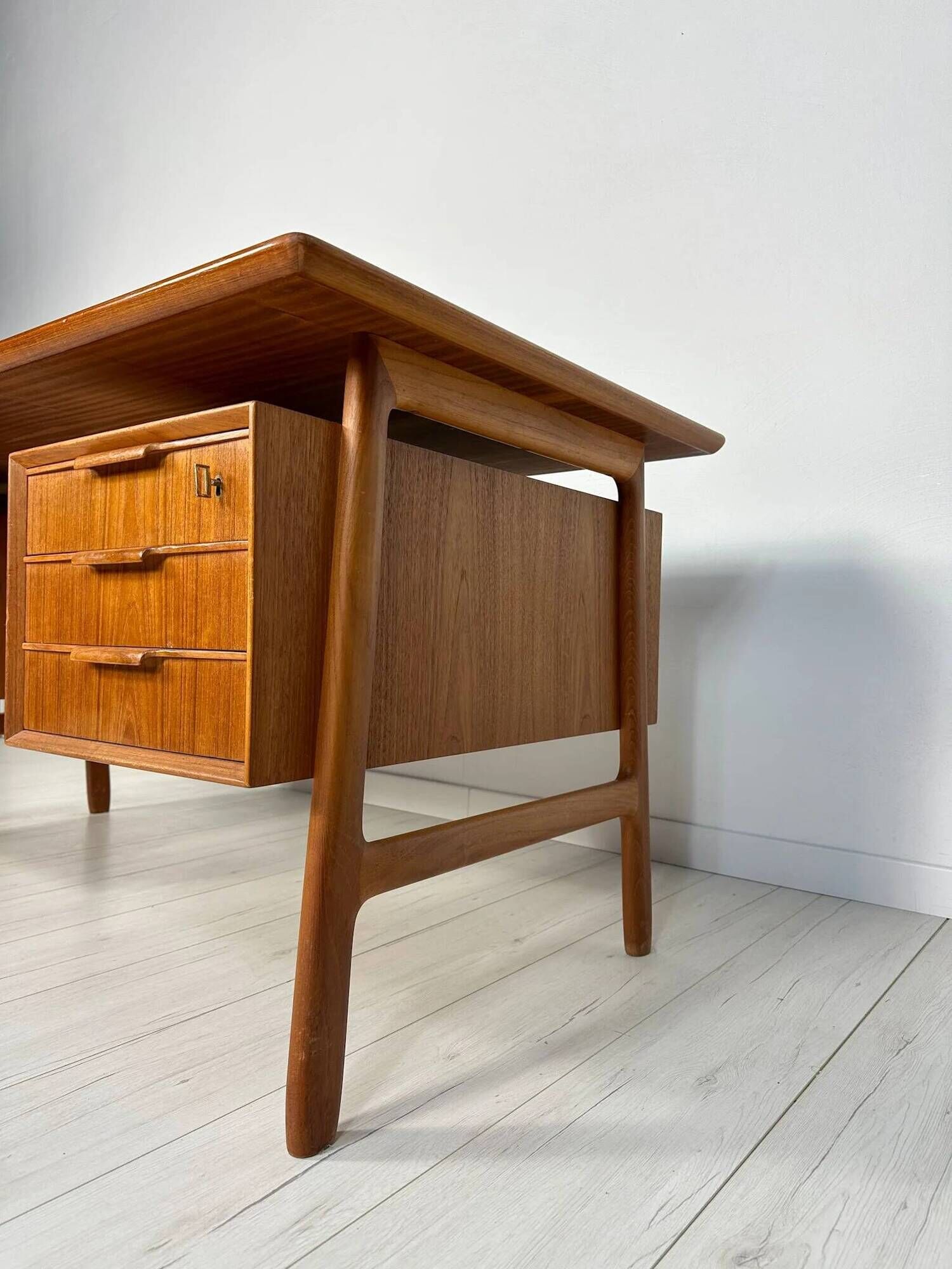 1960s Vintage Danish Teak Writing Desk by Gunni Omann for Omann Jun No 75