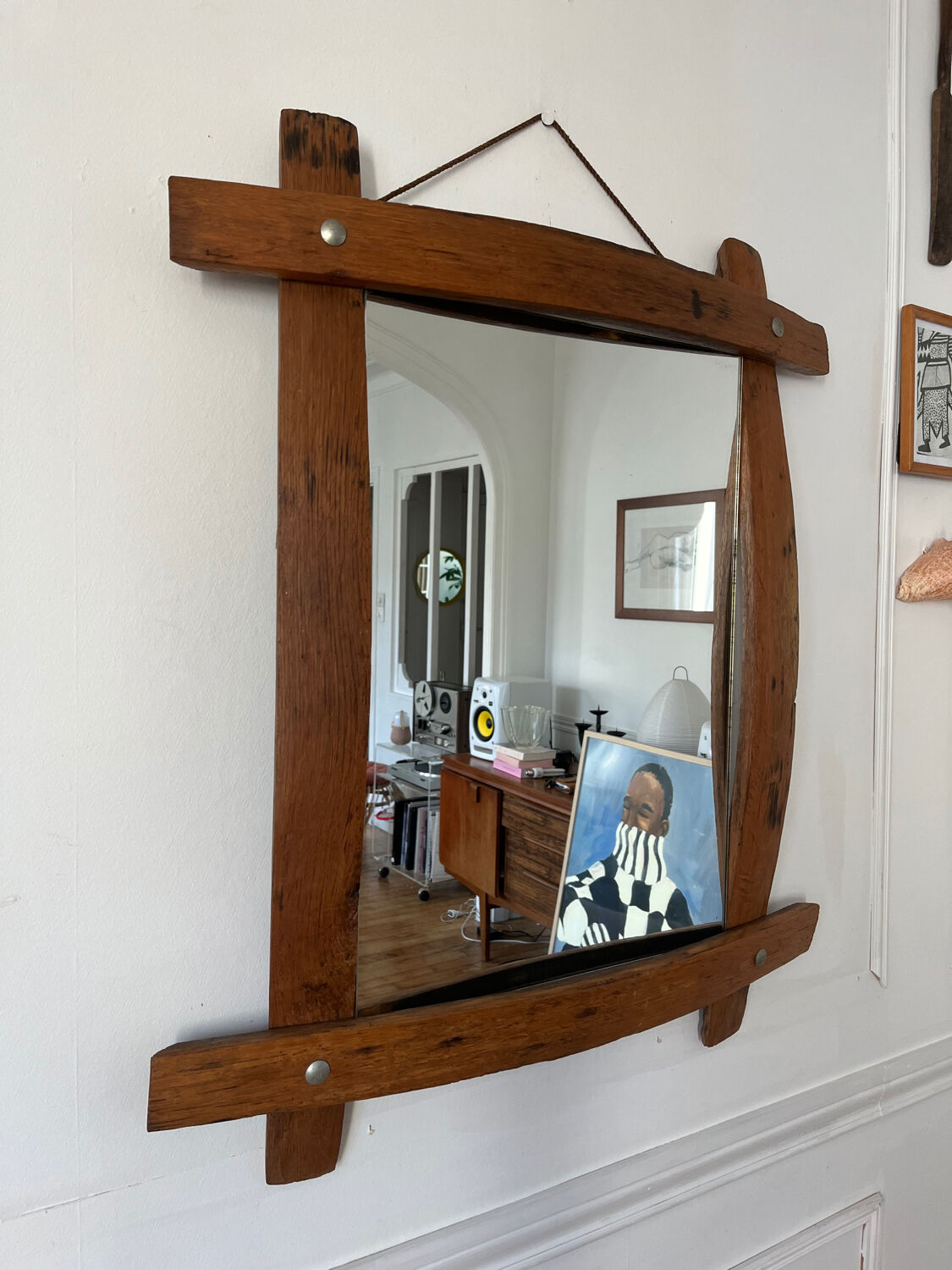 Brutalist wooden mirror 73cm x 86cm