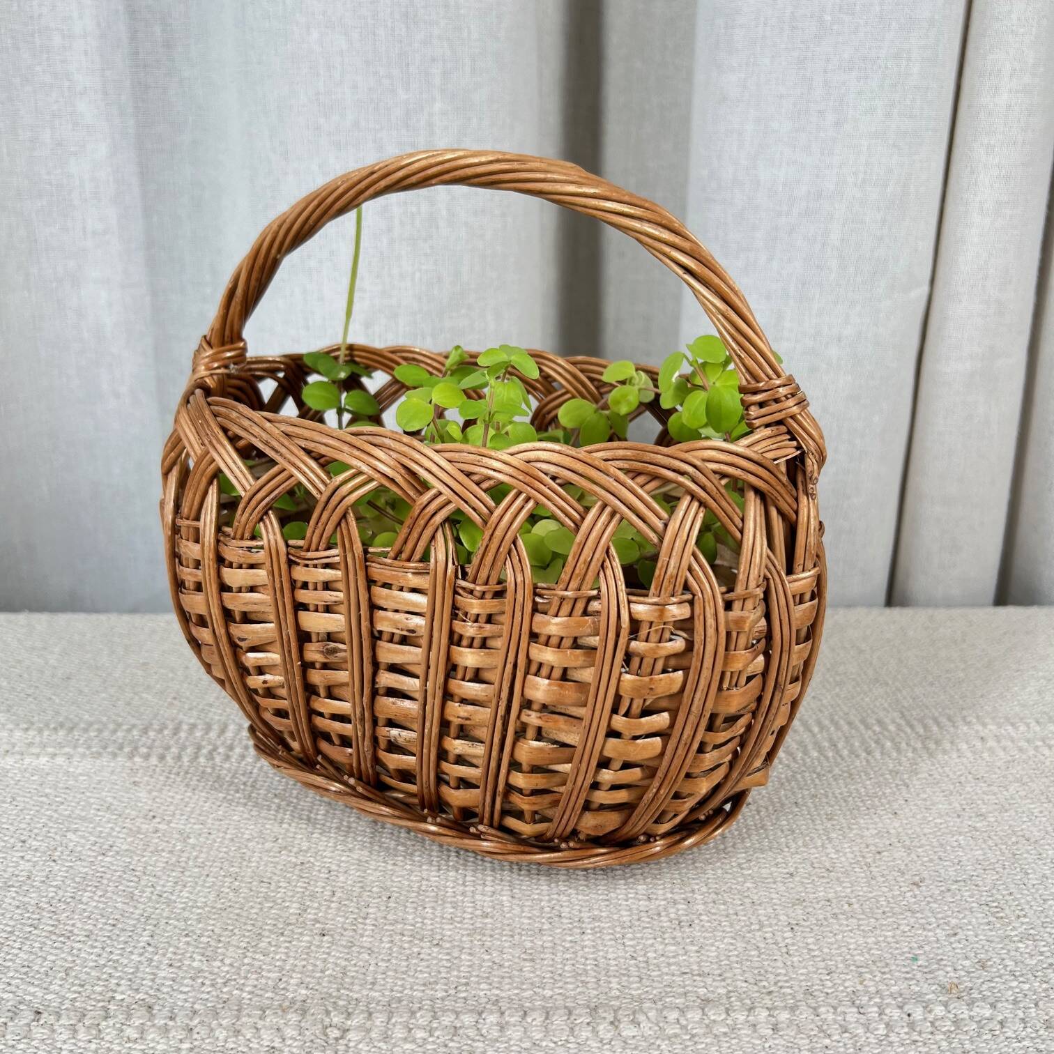 Small oval woven wicker basket