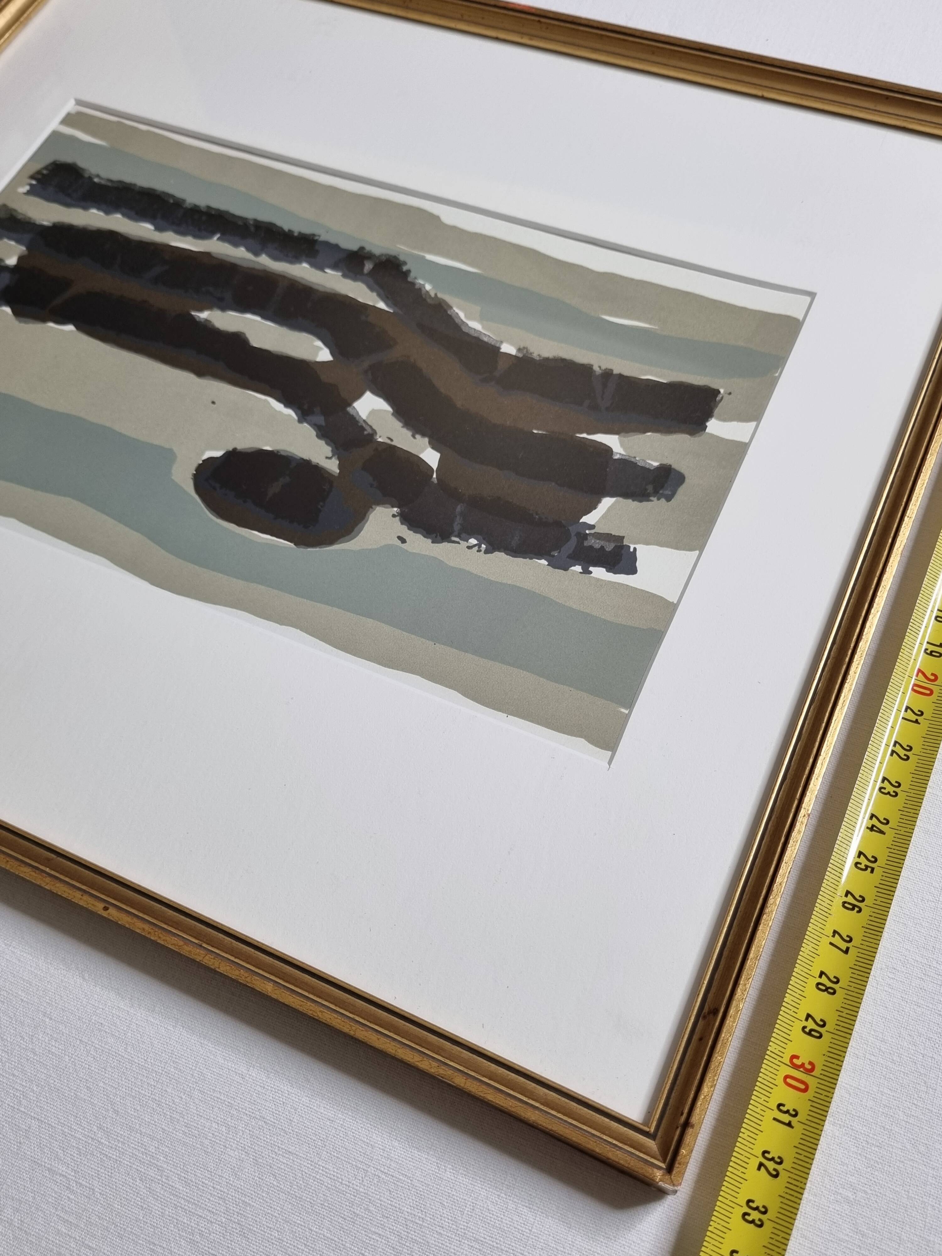 Abstract Lithograph after Raoul Ubac - 1966 - Framed under Glass - 33 x 37 cm