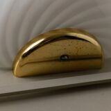 Vintage Murano white opaline glass wall lamp with brass fittings, 1970s Hollywood Regency, Italy