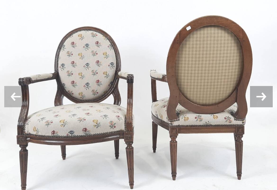 Pair of Louis XVI style armchairs