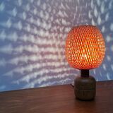 Vintage Scandinavian table lamp in bamboo and wood, 1970s.