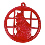 Red cast iron trivia cat décor