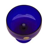 Cobalt blue goblet of a sheepdog, Bohemia, Czechoslovakia, 1980s.