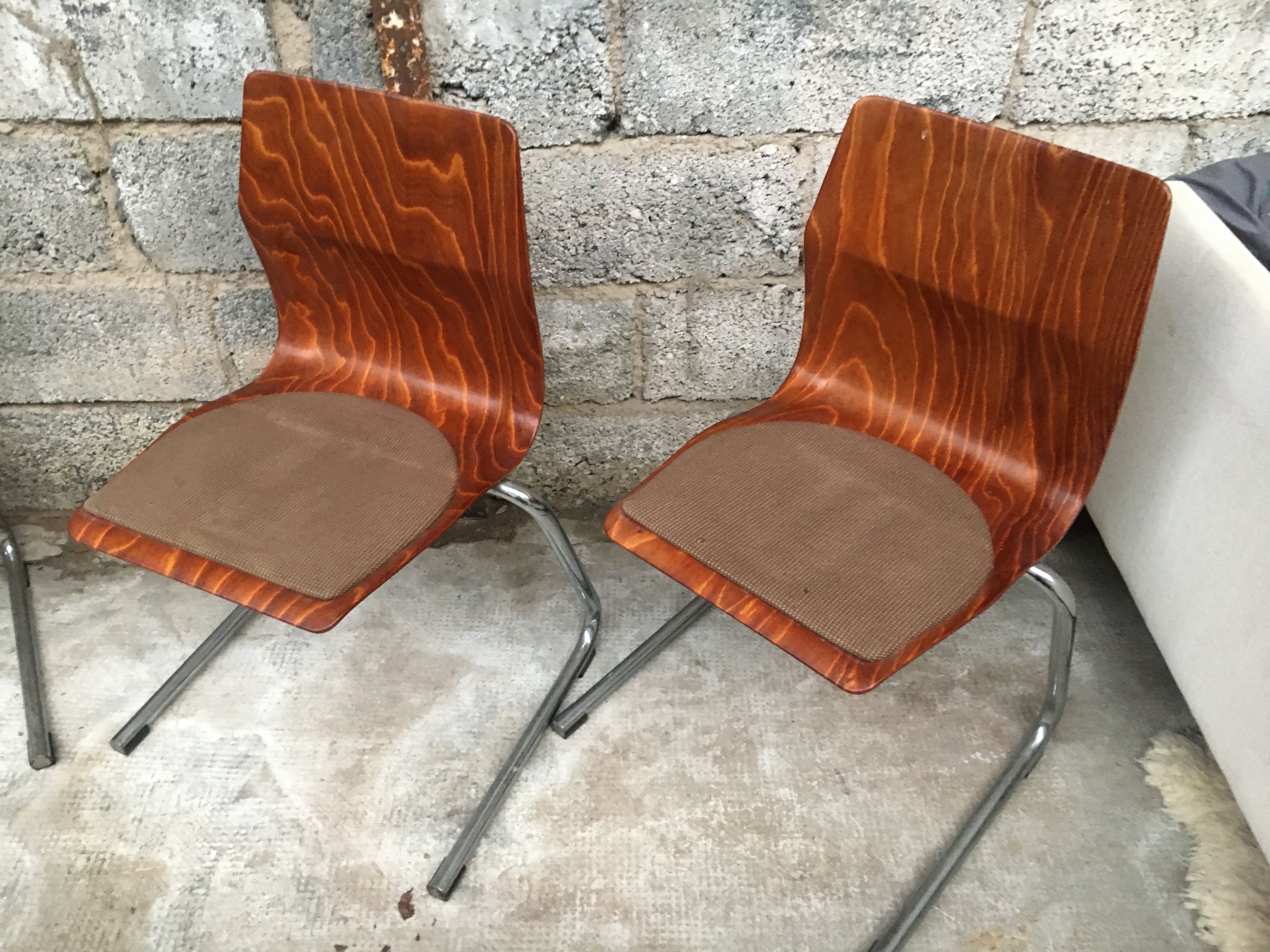 Series of 8 vintage retro stackable chairs FLOTOTTO PAGHOLZ by Adam Stegner 1960 1970