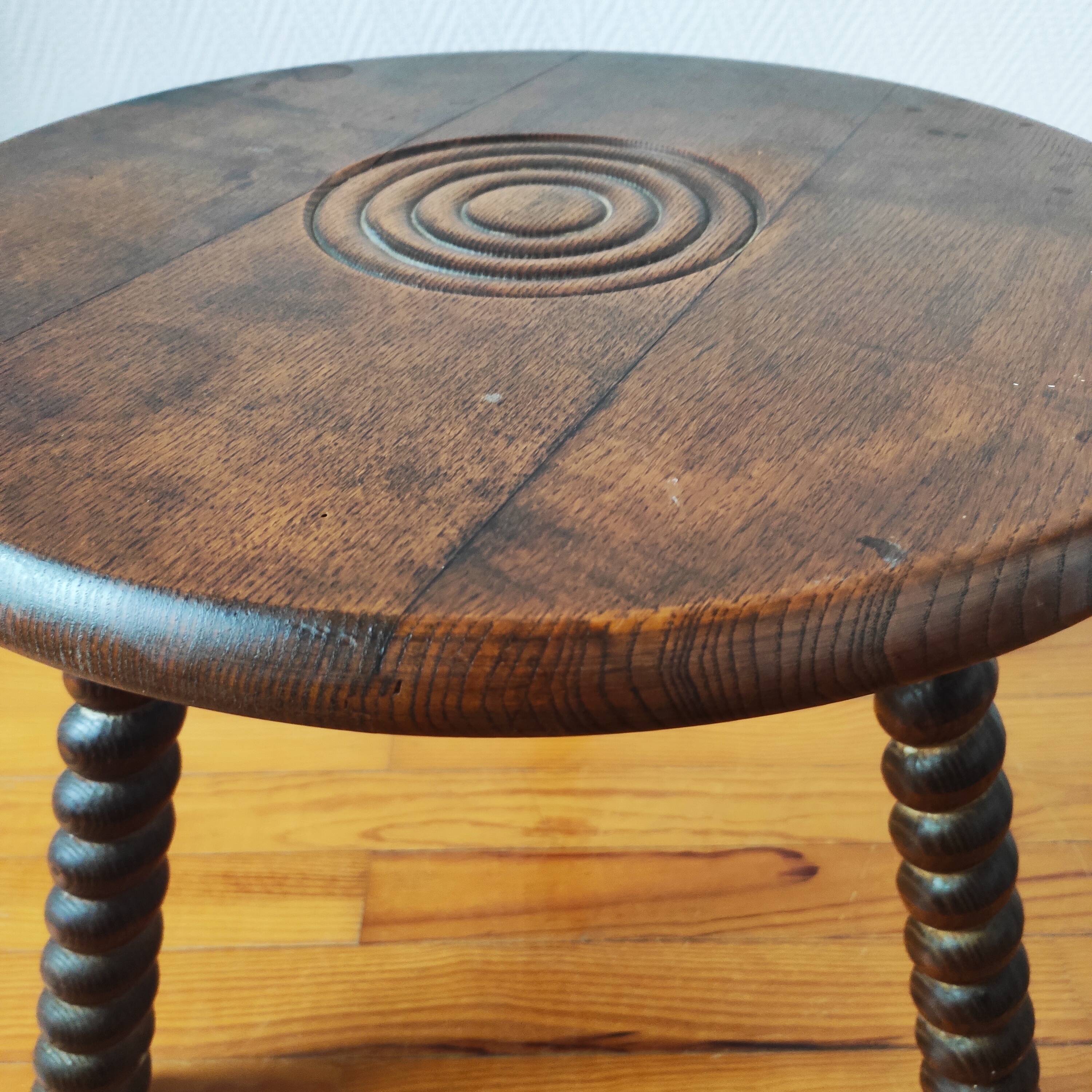 Brutalist tripod coffee table 1950