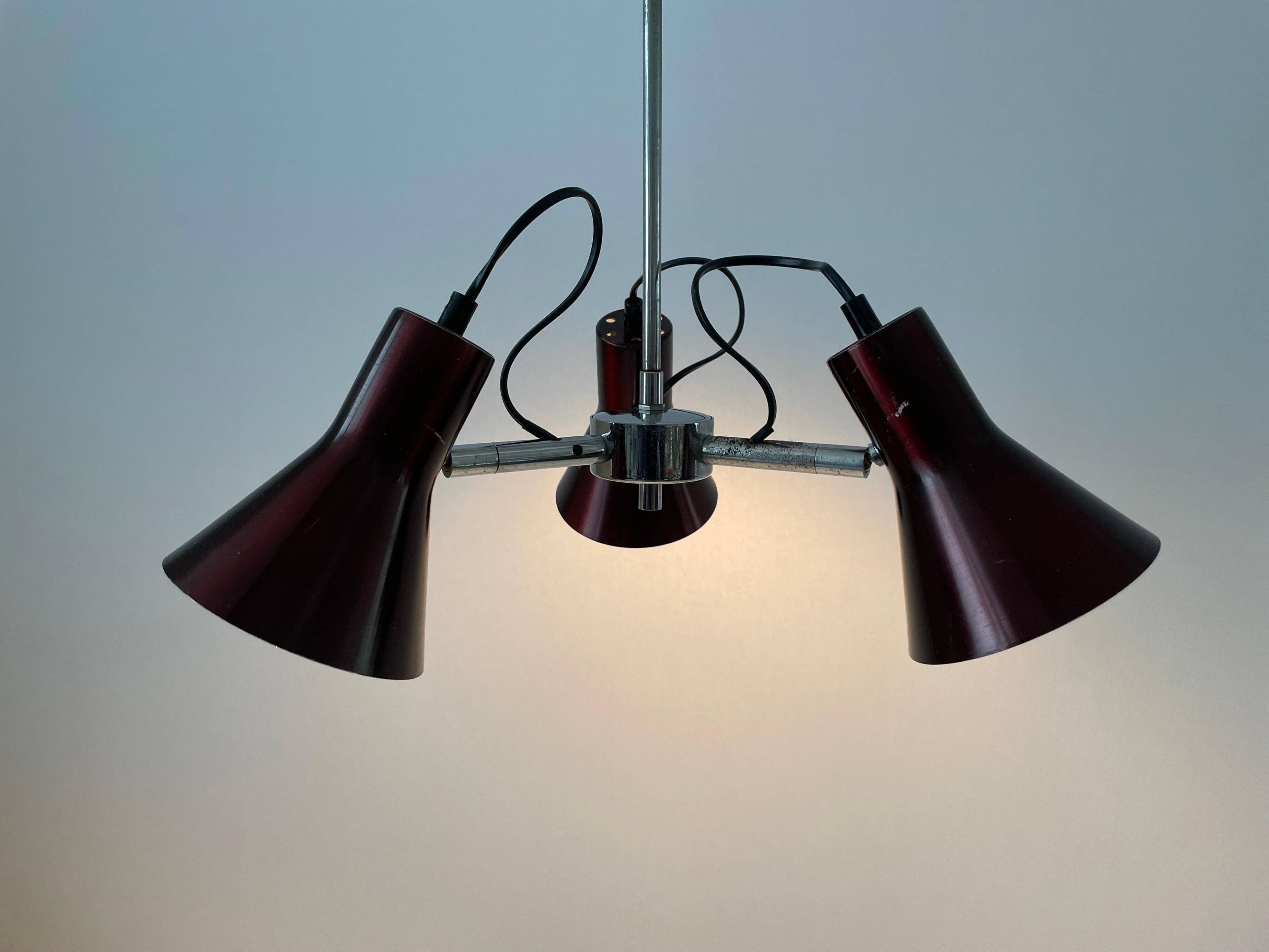 A Space Bordeaux ceiling light with 3 arms, 1970s, Germany