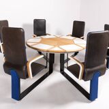 Unique Danish Design table with fixed armchairs from Peter Karpf, 1980's