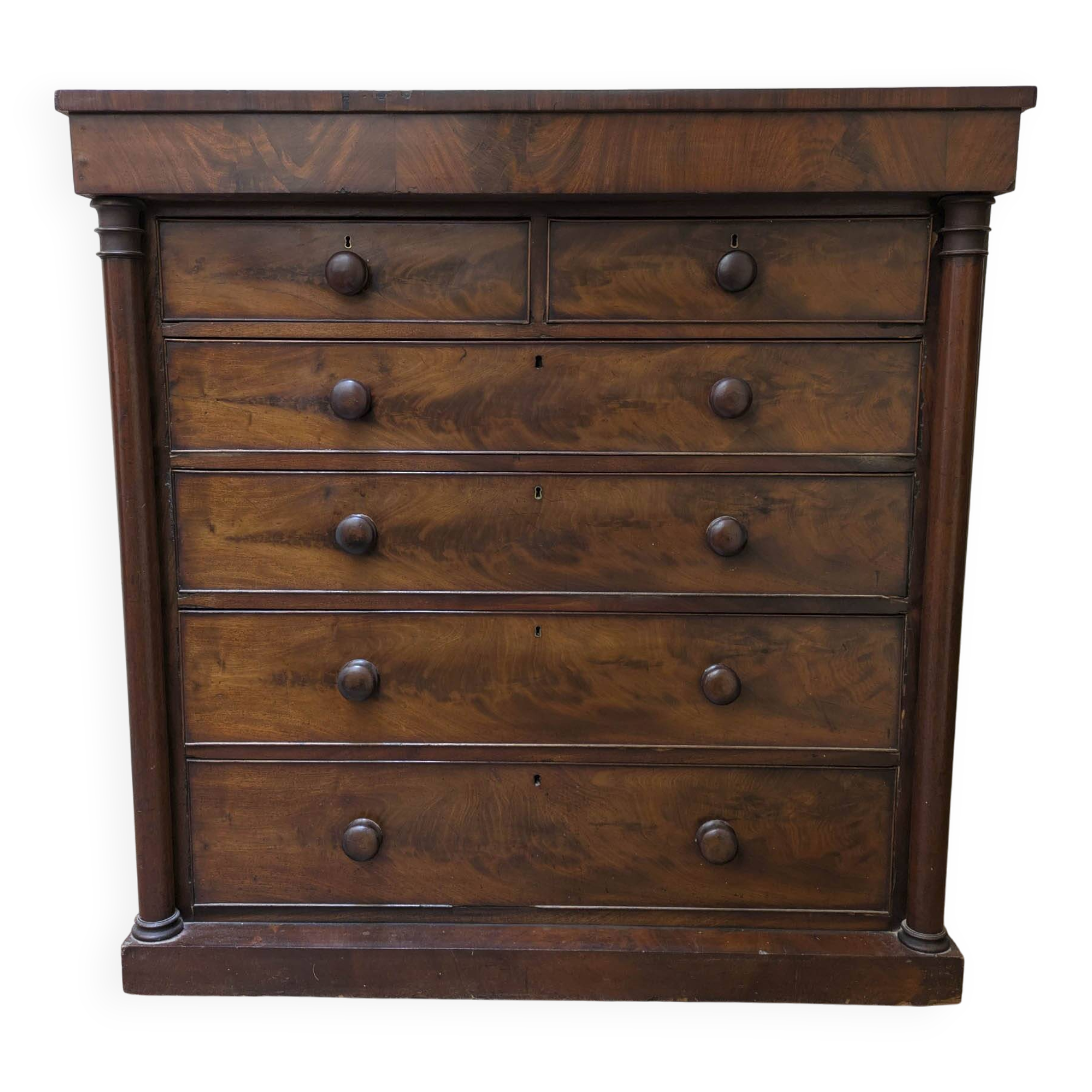 Antique English wooden chest of drawers, 19th century, H127cm
