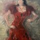 Signed oil painting on cardboard canvas "Flamenco dancer"