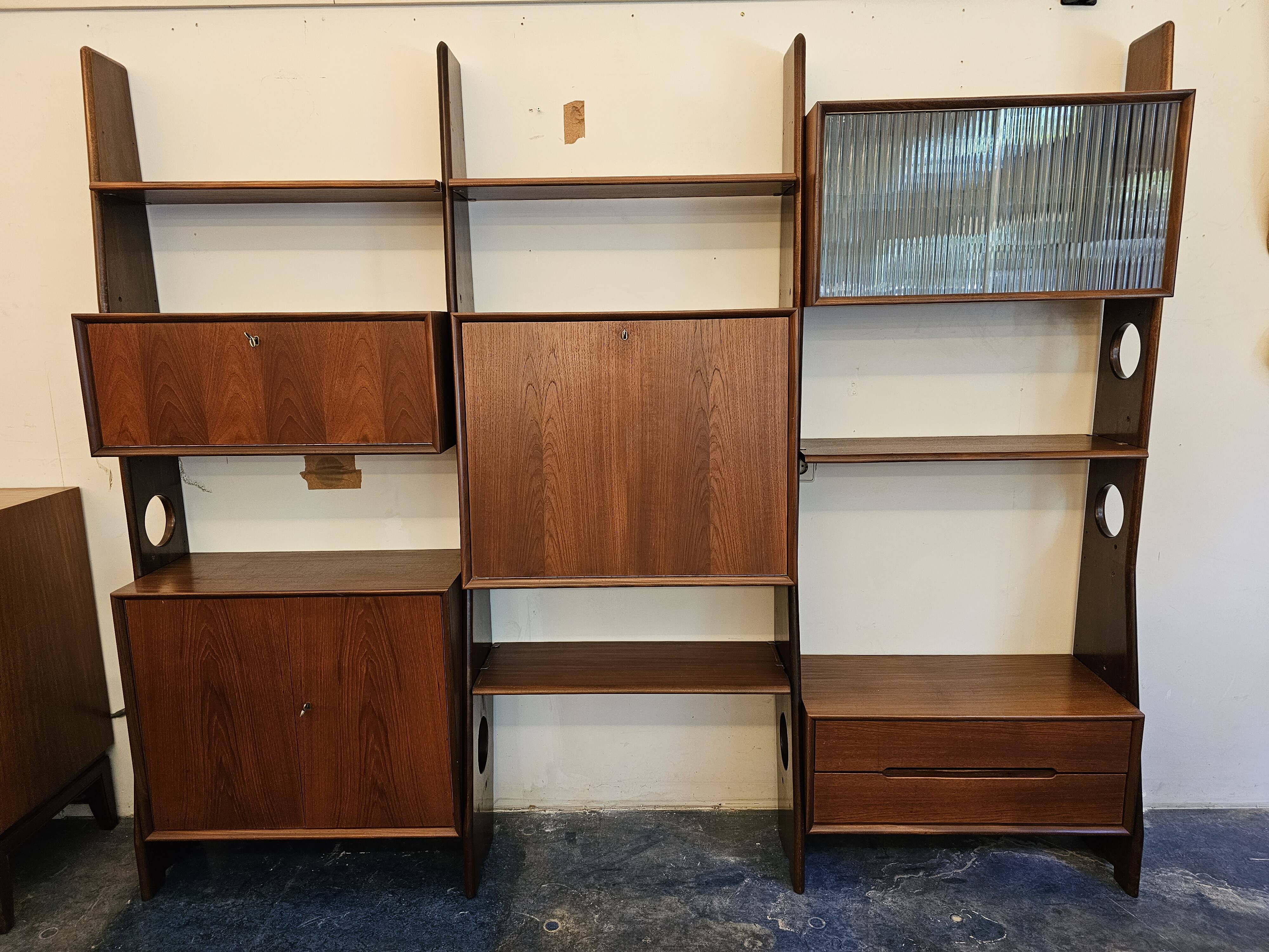 Wall unit wall cabinet teak vintage Dutch Design