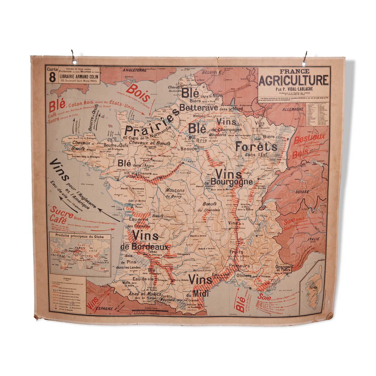Carte scolaire France Agriculture Industrie 8 Vidal-Lablache Ecole vers 1950