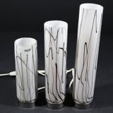 3 glass table lamps by Herstal, Denmark 1980