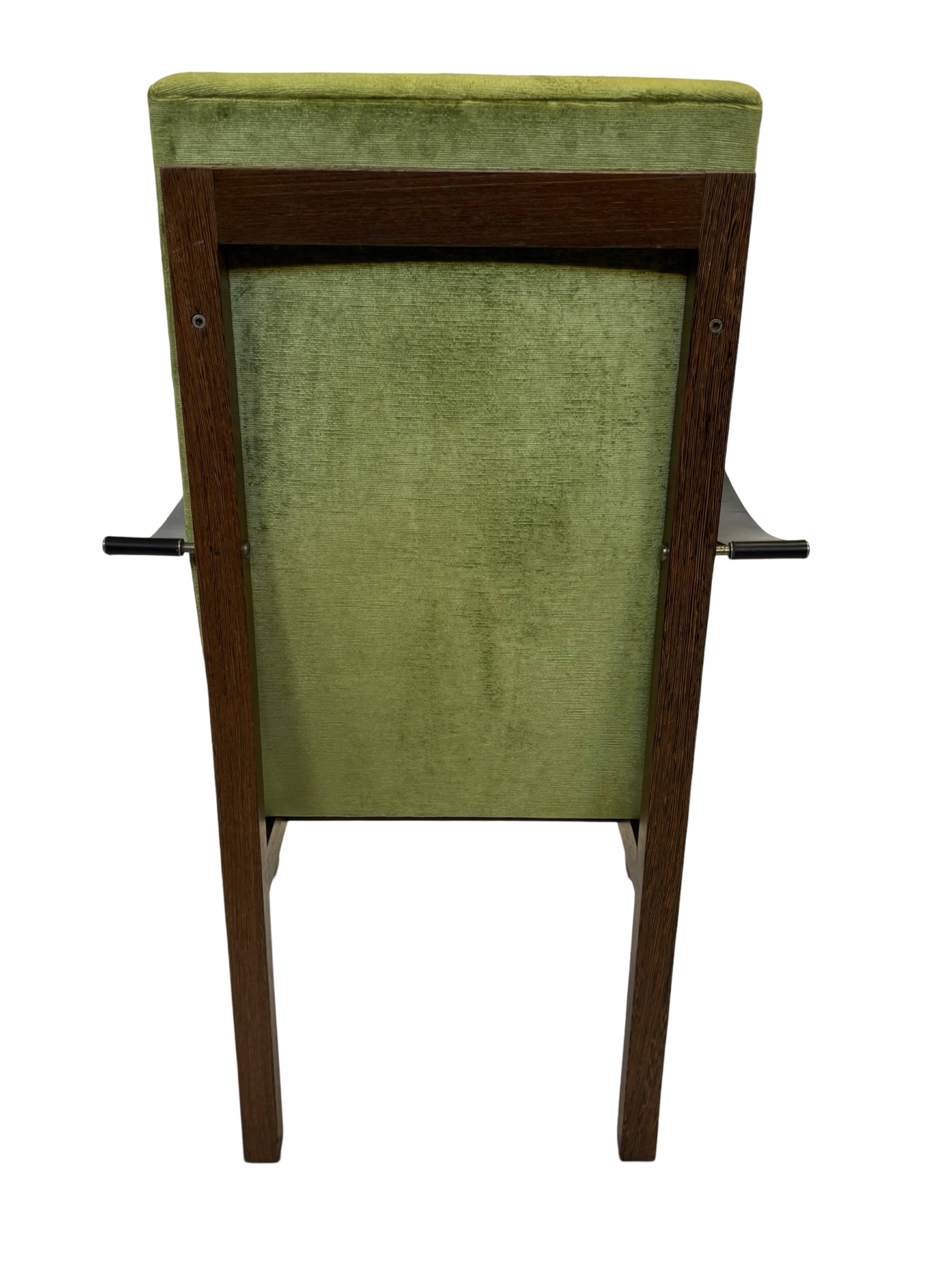 Vintage armchair solid wenge design 60s leather armrests design