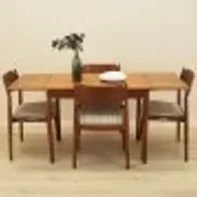 Danish teak extending dining table on solid wood legs, 1970s