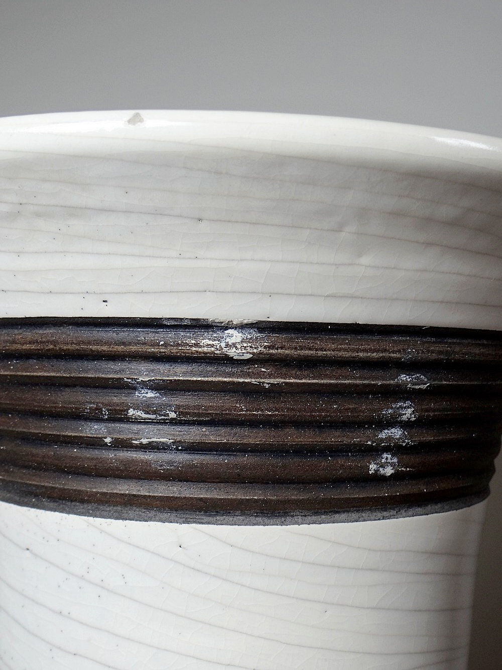 Large modern Raku lamp in beige and brown by Keramos Sèvres - René Hénon