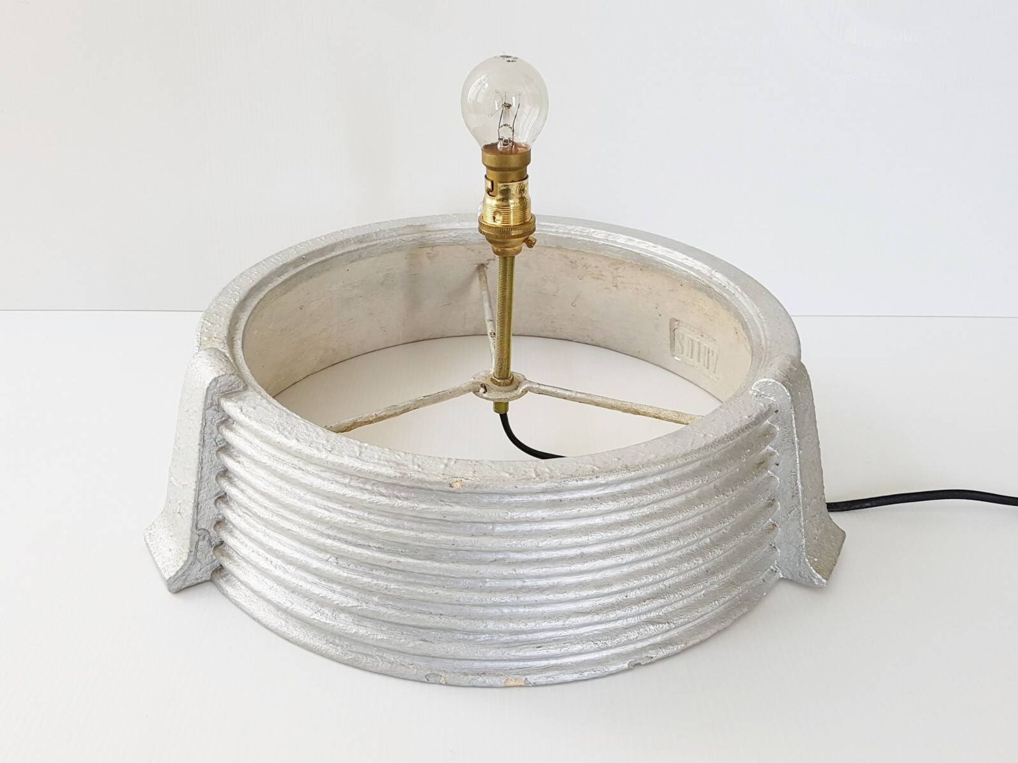 Exceptional plexiglas & plaster ball lamp house arlus 1970 space age 7