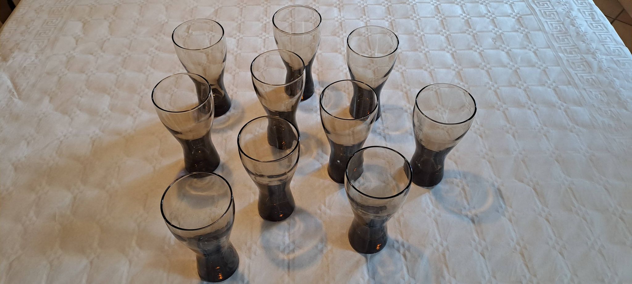 Set of 10 smoked glasses from the 60s/70s
