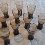 Set of 10 smoked glasses from the 60s/70s