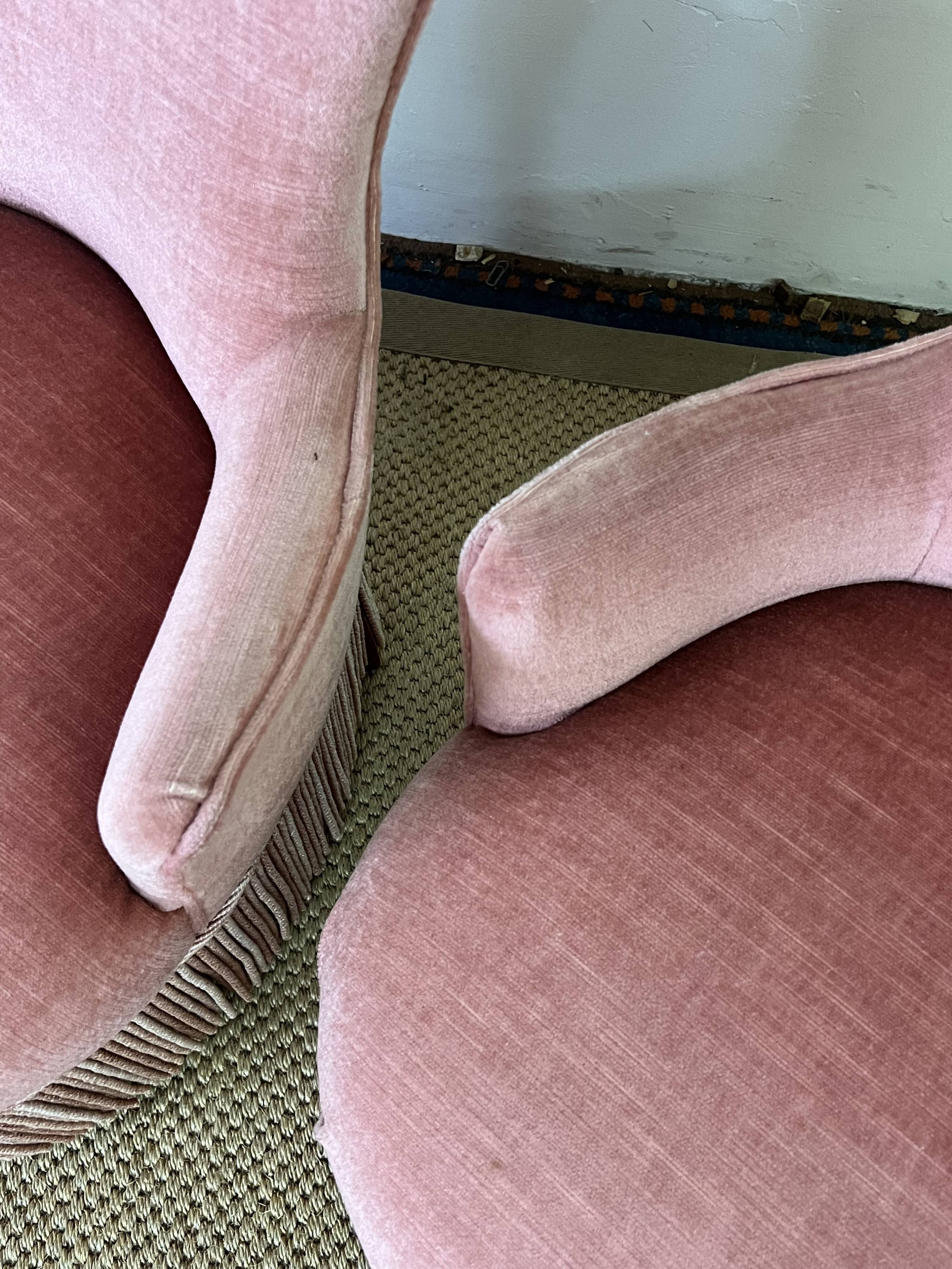 Pair of powder pink toad armchairs