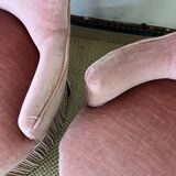 Pair of powder pink toad armchairs