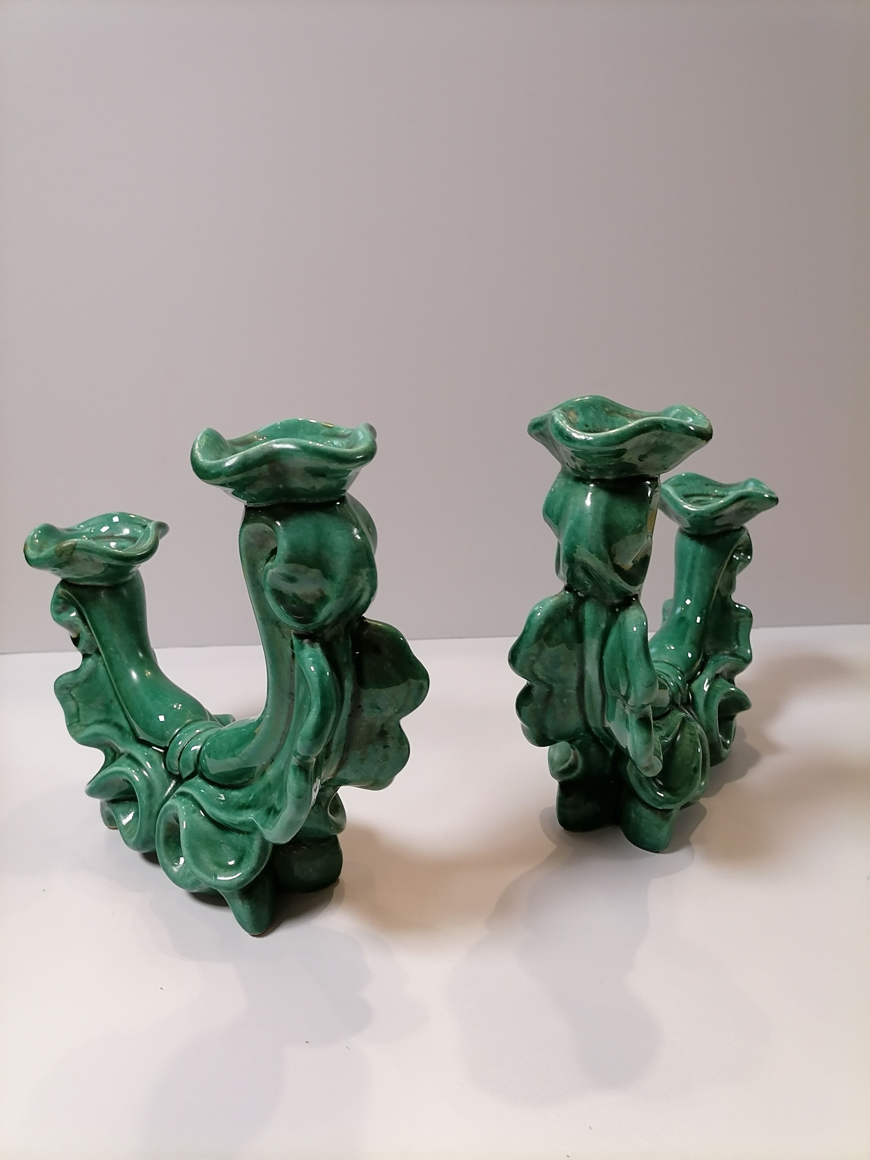 Pair of ceramic candle holders
