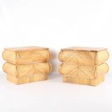 Pair of rattan bedside tables