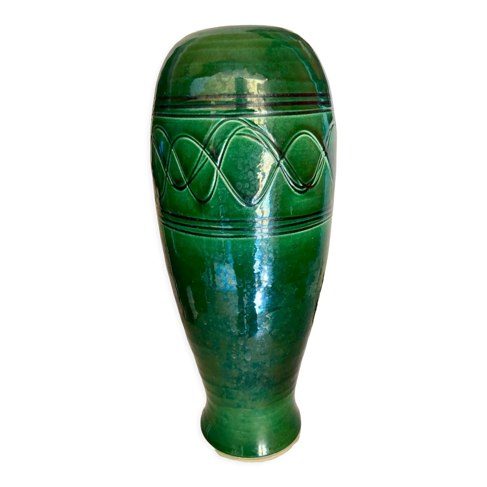 Enamelled ceramic vase, art deco