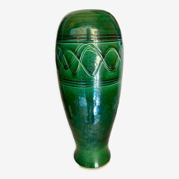 Enamelled ceramic vase, art deco