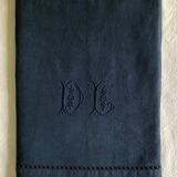 Drap ancien en lin et coton bleu nocturne