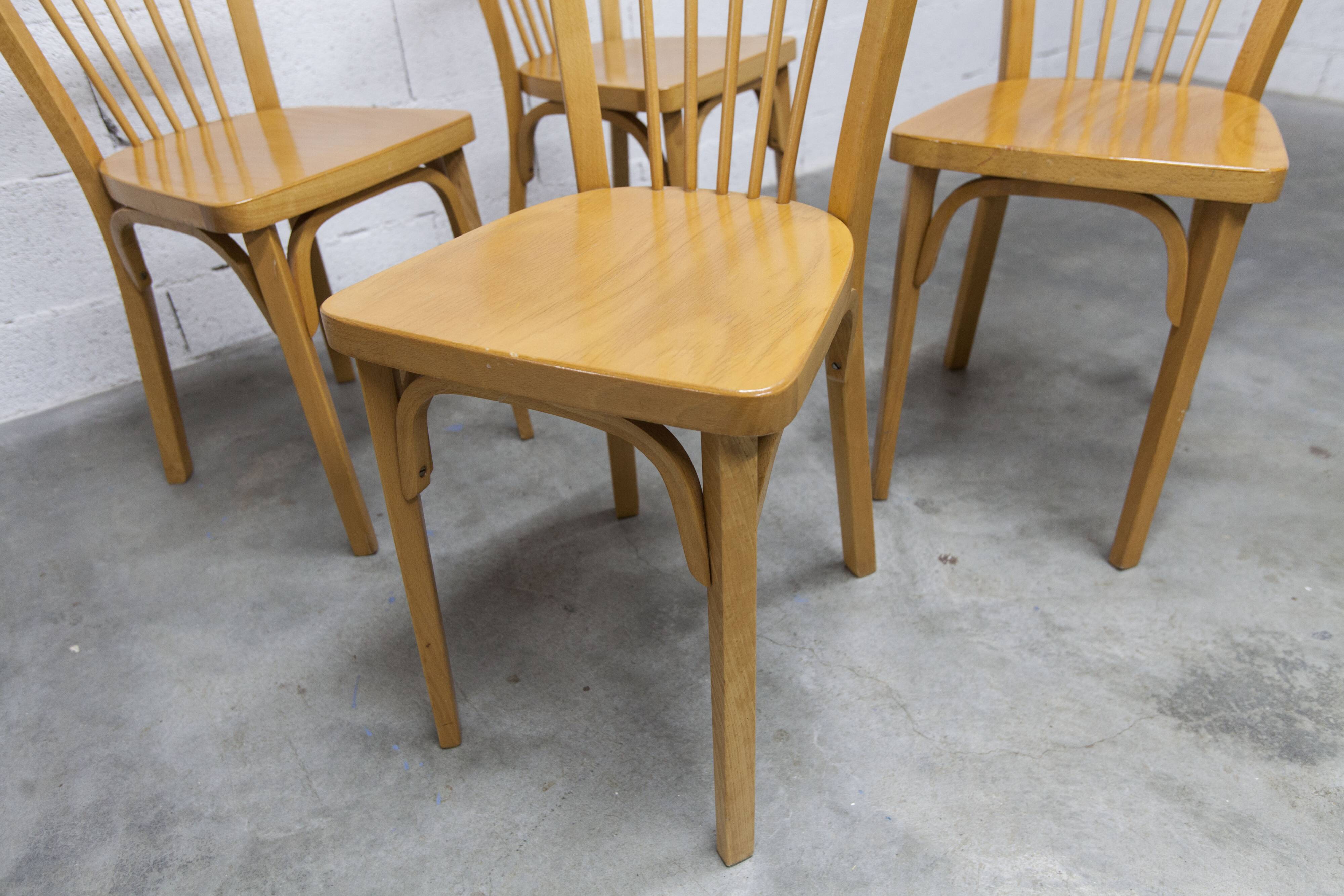 Set of 4 Baumann bistro chairs model 153 stamped 1981.