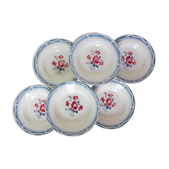 6 assiettes creuses vintage Digoin Sarreguemines modèle Nina Rosa en porcelaine 210421