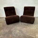 Pair of brown corduroy armchairs